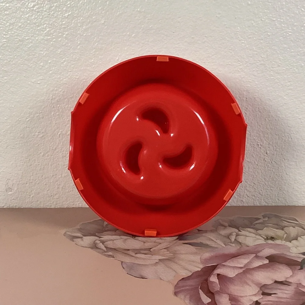 Red plastic dog bowl NWOT